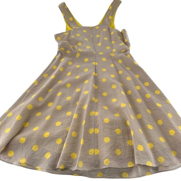 Yumi Yellow Polka Dot 8/10 L Sleeveless Fit & Flare Dress Viscose Linen Boho - Picture 10 of 15